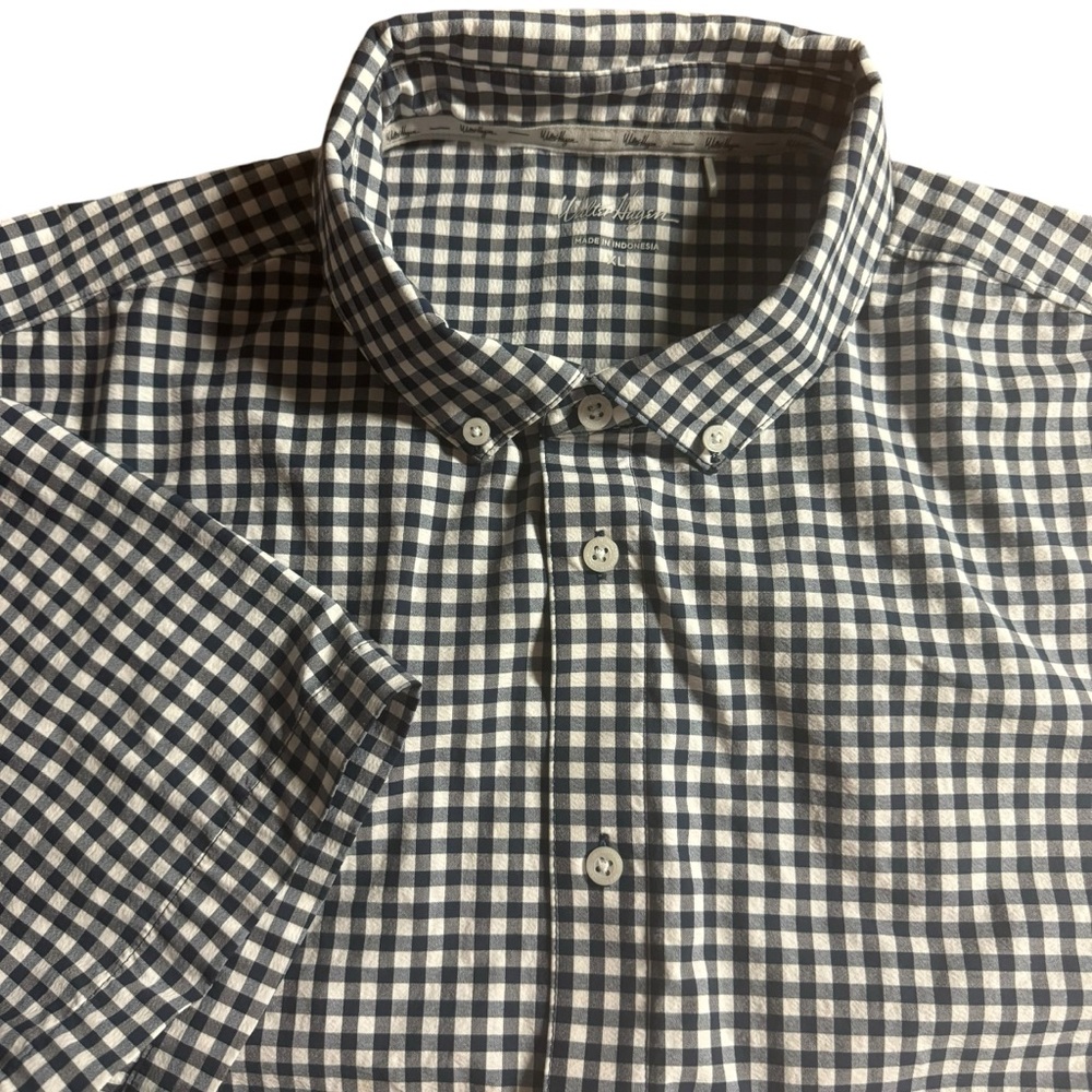 Walter Hagen mens blue/white gingham short sleeve button down shirt size XL